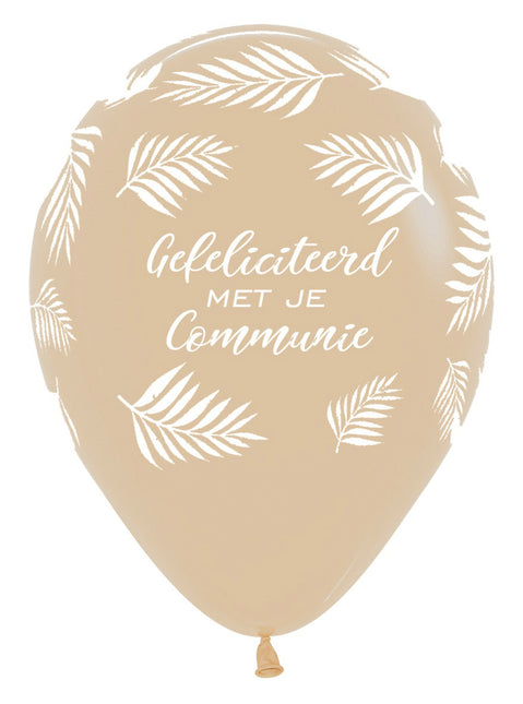Globos Felicidades Por Tu Comunión Palmeras Arena Blanca 30cm 25pcs