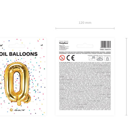 Globo Letra Q Oro Vacío 35cm