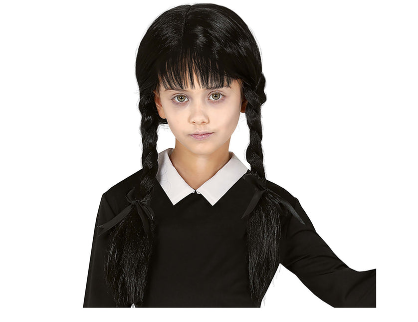 Peluca Negra con Trenzas Niño