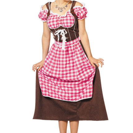 Vestido Dirndl Rosa Oktoberfest Damas Largo