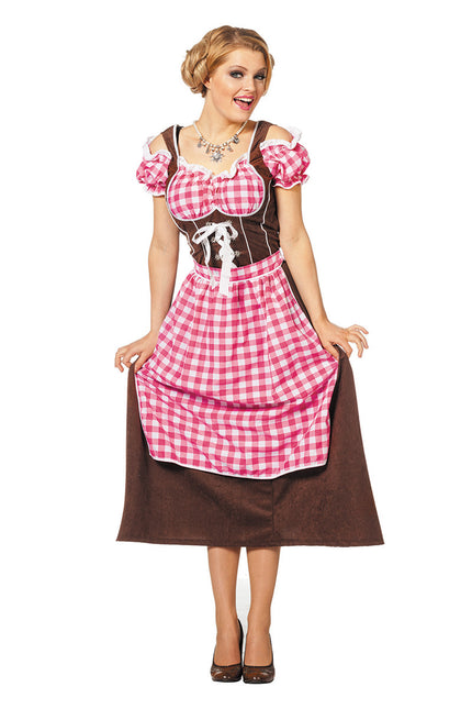 Vestido Dirndl Rosa Oktoberfest Damas Largo