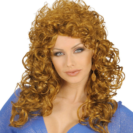 Peluca castaña clara Media melena rizada