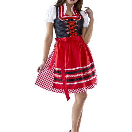 Rojo Blanco Dirndl Vestido Oktoberfest Damas Cuadros