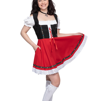 Oktoberfest Vestido Dirndl Oktoberfest Negro Rojo Señoras
