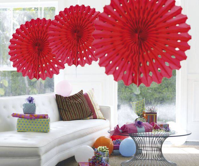 Abanico de Papel Rojo 45cm