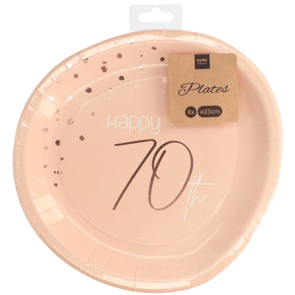 Platos 70 Años Oro Rosa 23cm 8pcs