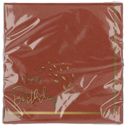 Servilletas Feliz Cumpleaños Rojo Oro 33cm 20pcs