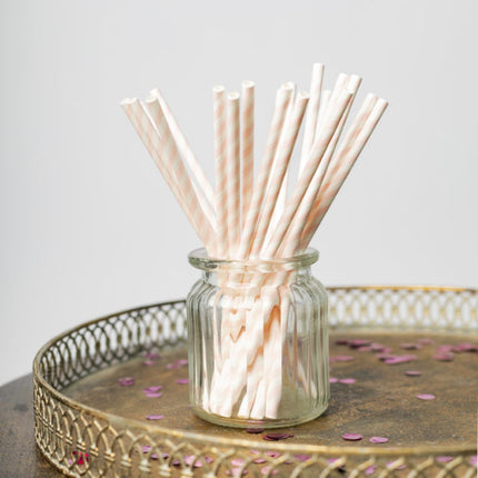 Pajitas de Papel Rosa Bebé Rayas 19.7cm 20pcs