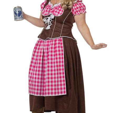 Vestido Dirndl Rosa Oktoberfest Damas Largo
