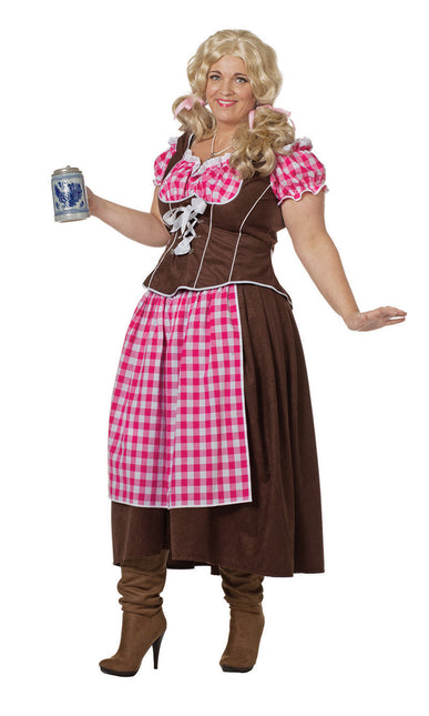 Vestido Dirndl Rosa Oktoberfest Damas Largo