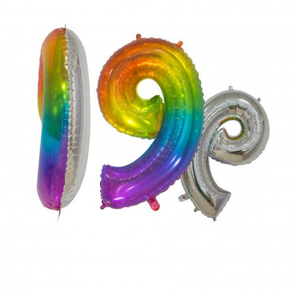 Globo de foil Figura 9 Arco Iris Transparente 66cm
