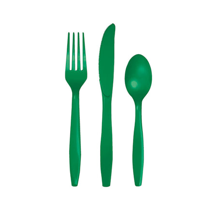 Cubiertos Plástico Verde 24ud