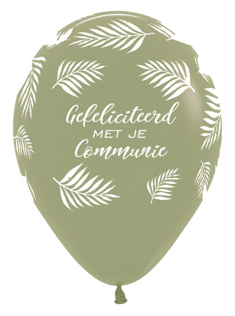 Globos Felicidades Por Tu Comunión Palmeras Eucalipto 30cm 25pcs