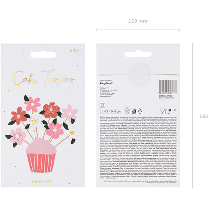 Cake topper Flores 14.5cm 8pcs