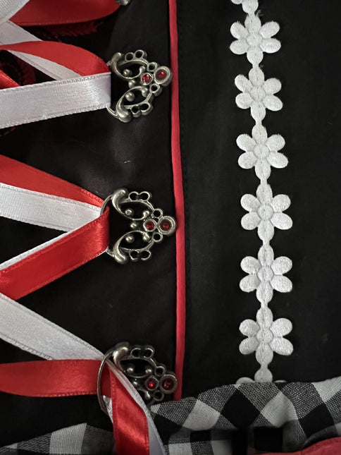 Vestido Dirndl blanco y negro Oktoberfest Damas a cuadros