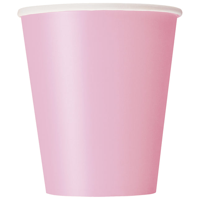 Vasos rosas de cartón 266ml 8uds.