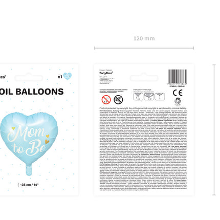 Globo de Helio Corazón Mamá Azul Vacío 35cm