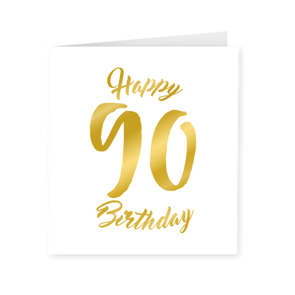 Tarjeta 90 Años Oro Blanco 15cm