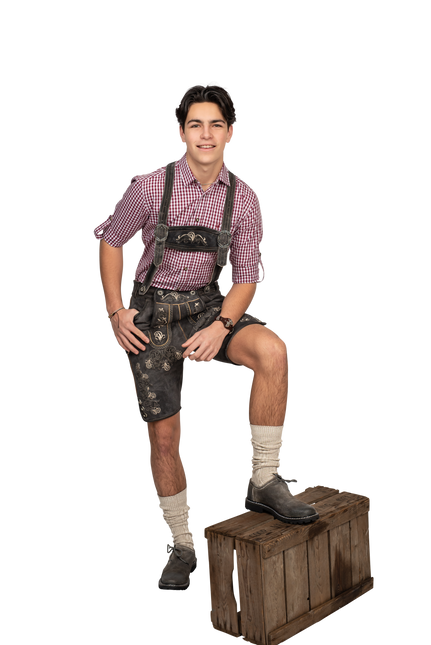 Leatherhose Marrón Gris Hombre Corto Antique