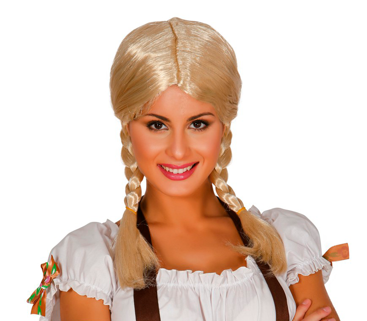 Peluca Oktoberfest con Trenzas Rubio