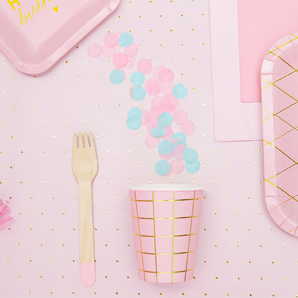 Cubiertos de madera rosa claro 16cm 18 piezas