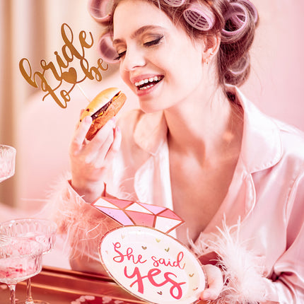 Adorno para tarta oro rosa novia 17.5cm