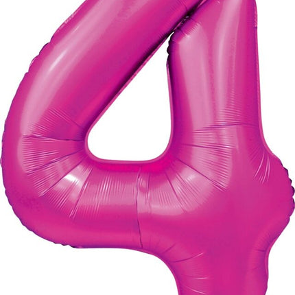 Globo Número Fucsia 4 Años Brillo 86cm