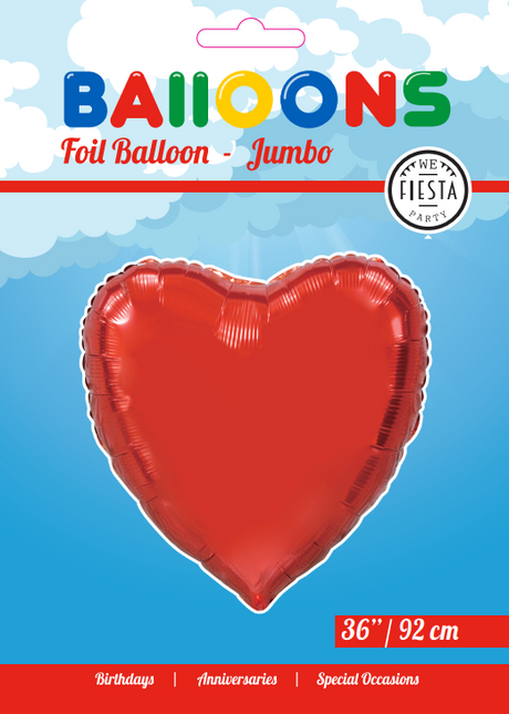 Globo de Helio Corazón Rojo XL Vacío 92cm