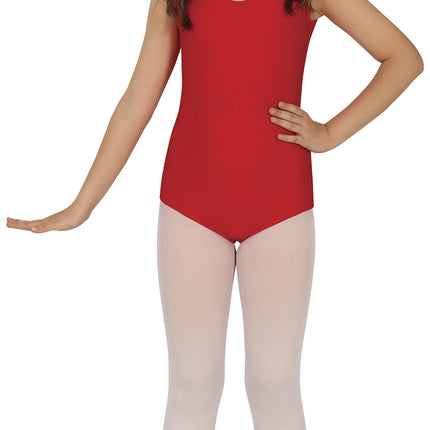 Traje de gimnasia rojo sin mangas para niña