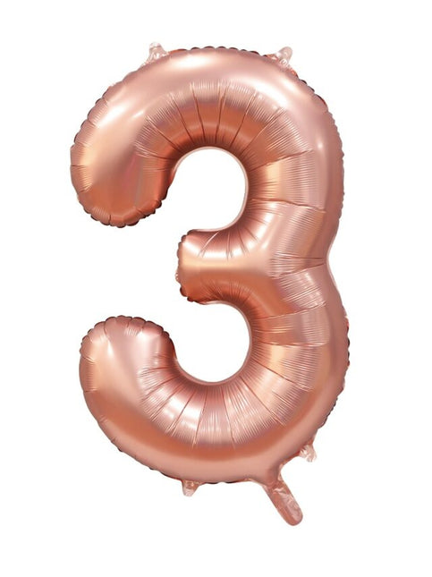 Globo Figura Oro Rosa 3 Años Brillo 86cm