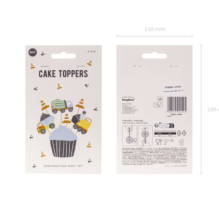 Palillos de cóctel Vehículos de construcción 6pcs
