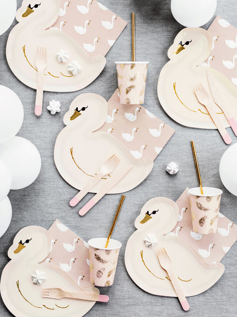 Cubiertos de madera rosa claro 16cm 18 piezas