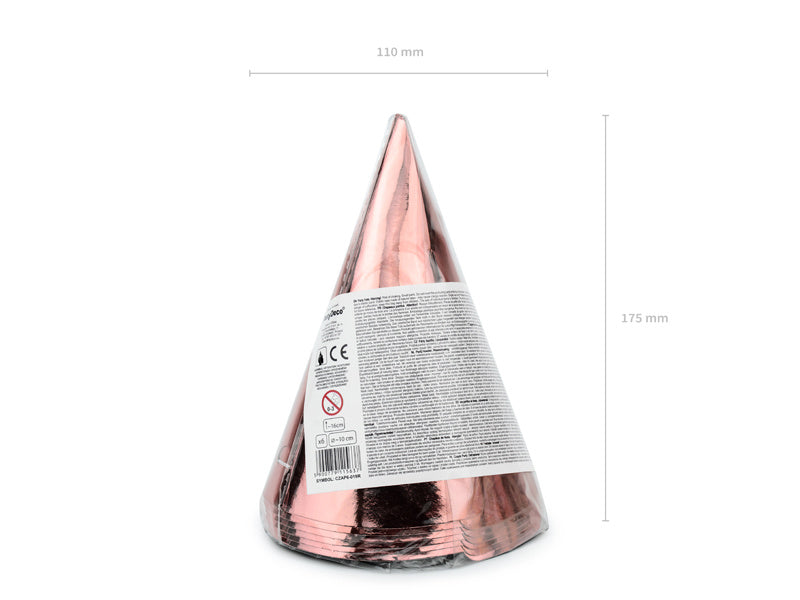 Sombreros de fiesta oro rosa 16cm 6pcs