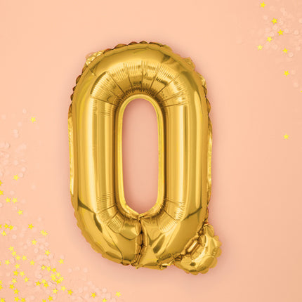 Globo Letra Q Oro Vacío 35cm