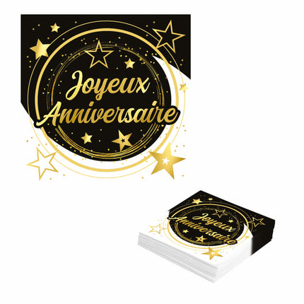 Servilletas Joyeux Anniversaire 33cm 12pcs
