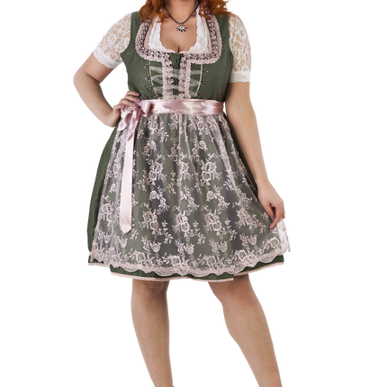 Vestido Dirndl Blanco Verde Oktoberfest Señoras 2 Piezas