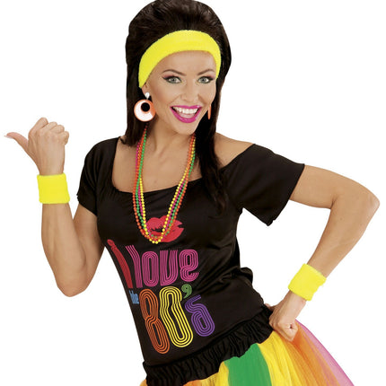 Cinta de sudor amarillo neón 2 piezas