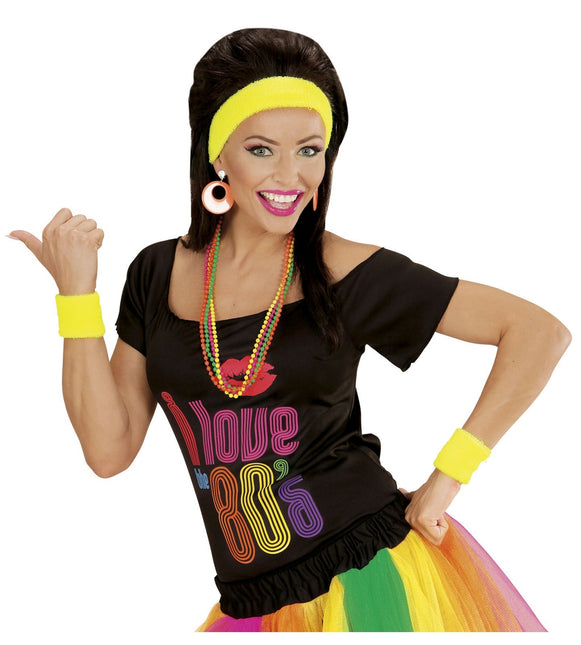 Cinta de sudor amarillo neón 2 piezas