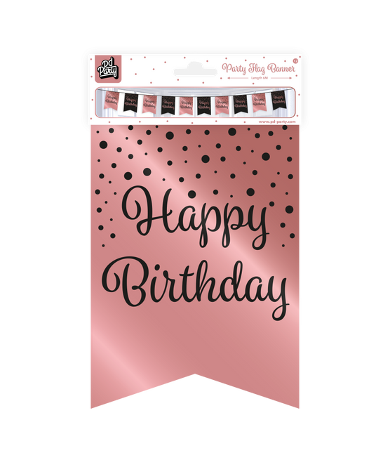 Banner Feliz Cumpleaños Rosa Negro 6m