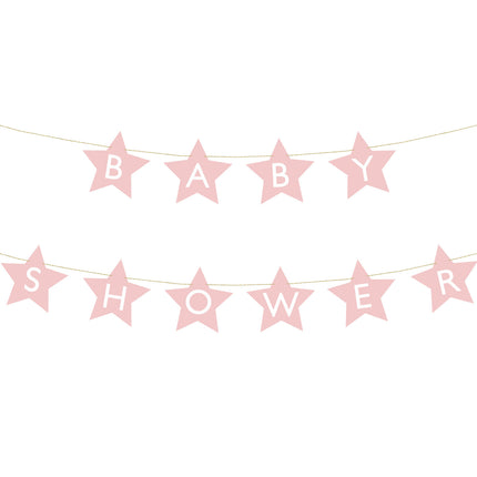 Guirnalda rosa Baby Shower Estrellas 2,9m