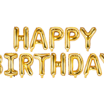 Set Globos Letra Feliz Cumpleaños Oro Vacío 3.4m