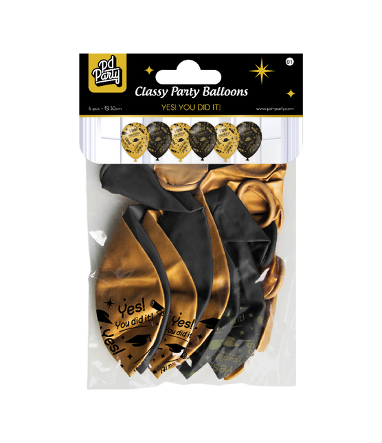 Globos You Did It Oro Negro 30cm 6pcs
