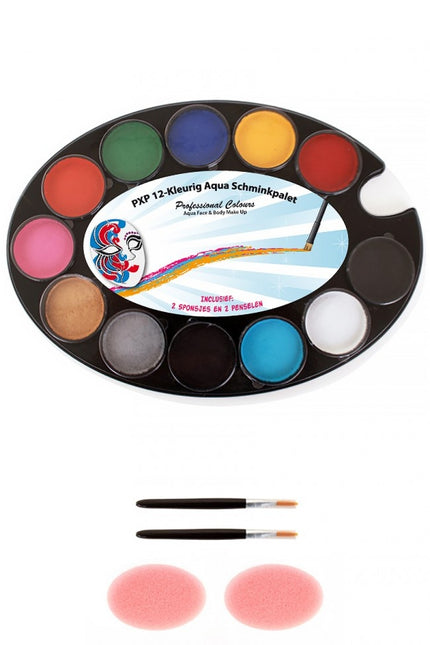 PXP Paleta Básica 12 X 4 Gramos Con 2 Esponjas Y 2 Lápices