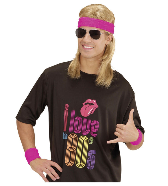 Cinta de sudor rosa neón 2 piezas