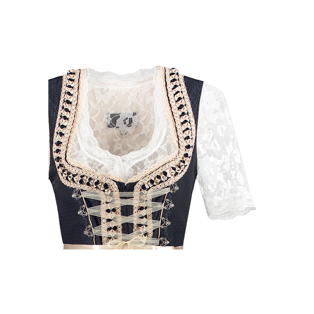 Blanco Azul Vestido Dirndl Oktoberfest Señoras 2 Piezas