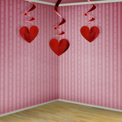 Decoración Colgante Corazones Rojo 60cm 3pcs