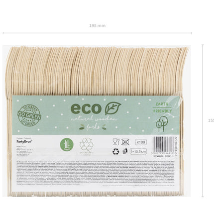 Tenedores de madera 15,5cm 100ud.