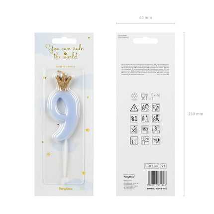 Vela 9 Años Azul Claro 9,5cm