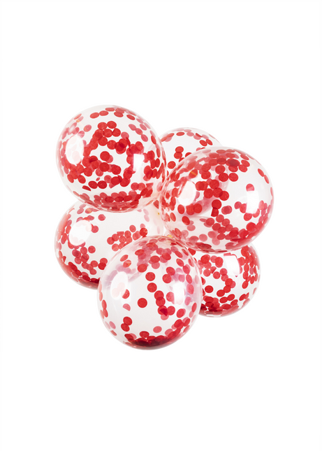 Globos Confeti Rojo 30cm 6pcs