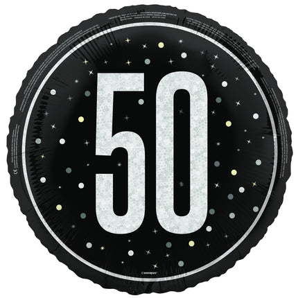Globo de Helio 50 Años Negro Blanco Vacío 45cm